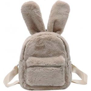 Femmes Fausse Fourrure Mini Sac À Dos Mignon Lapin Oreille Sacoche Sac À Bandoulière Sac À Main En Peluche - Neuf