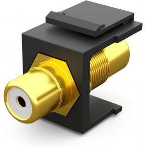 Module avec connecteur RCA (marquage blanc) | multimédia pour panneau de brassage, prise réseau, support Keystone, adaptateur, Plug & Play, noir - Neuf