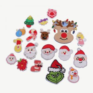 18 Pi&egrave;ces de No&euml;l Broderie Patch Fer &agrave; repasser sur les Patchs, Broderie Autocollant Fer &agrave; repasser sur les Patchs Autocollants Coudre sur le Badge pour les V&ecirc;tements, Sacs, Jeans, Chapeaux, de R&eacute;pa - Neuf