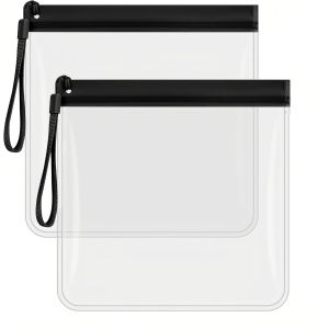 KALANKA-2pcs 20 x 20 cm Trousse de Toilette Voyage, Sacs Êtanches pour Liquides,Sac Transparent pour Liquides,Trousse Voyage Avion Cabine - Neuf