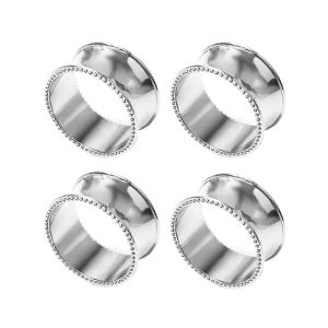 4PCS ronds de serviette,anneau de porte-serviette,pour mariage,argent - Neuf