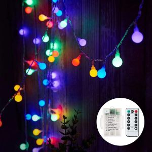 Jgd-Guirlande Lumineuse &Agrave; Piles, 7m 60 Led Boules Avec 8 Modes D'&eacute;clairage, Guirlande Lumineuse &Eacute;tanche Pour Int&eacute;rieur, Ext&eacute;rieur, No&euml;l (Multicolore) - Neuf