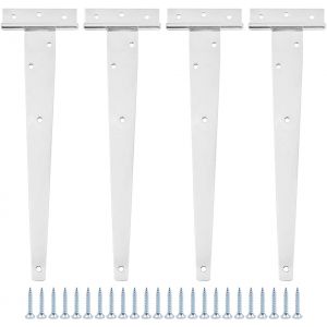 Lot De 4 Charni&egrave;res De Porte En T Robustes Avec Sangle 304 Mm Antirouille En T Forg&eacute;es Avec Vis Pour Portails, Abris De Jardin, Portes, Fen&ecirc;tres - Neuf