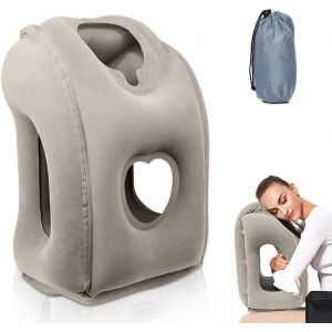 Ulteronixshop-Coussin de Voyage Gonflable, Coussin de Voyage avec Support d'appui-t&ecirc;te Gonflable Portable Oreiller de Voyage Gonflable pour Les Avions, Les Trains, Les Voitures et la Sieste au Bureau - Neuf