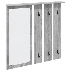 vidaXL Porte-manteau mural avec étagère Montage mural avec miroir Sonoma gris 84 x 10 x 80 cm - Neuf
