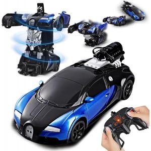 SANSH-Voiture Télécommandée pour Enfants,Véhicule Robot Transformable,Jouet Véhicule Rechargeable avec Rotation à 360 Degrés,Robot Enfant avec Brume de Pulvérisation,Garçons de 5,6,7,8 Ans (Bleu) - Neuf