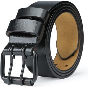 Tzf-Ceinture Homme Cuir 110cm-180cm Grande Taille Double Prong Boucle Ceinture De Travail Jeans Ceintures 3,8 Cm Large Avec Boîte Cadeau. - Neuf