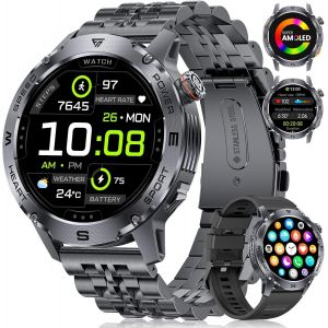 Lige Montre Connectée Homme Avec Appel Bluetooth, 1.43"" Amoled Smart Watch Avec 24/7 Fréquence Cardiaque Pour Android Ios, 170+ Sportmodi, Etanche Ip68, 200+ Cadran, Reconnaissance Sportive - Neuf