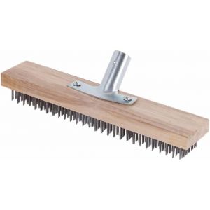 ASFASFq-Balai Métallique 30cm avec Prise pour Manche en Bois, Balai de Jardin en Métal pour Enlever la Mousse du Jardin, Mauvaises Herbes, Taches Tenaces - Neuf