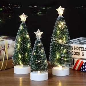 Brosse de bouteille Arbres de No&euml;l, Jeu de 3 Brosse de Bouteille d'Arbres avec des Lumi&egrave;res LED pour le D&eacute;cor de No&euml;l - Neuf
