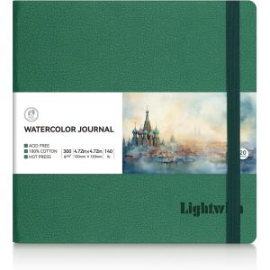 Chenquansarl-Journal Aquarelle Carr&eacute;, 100 % Coton, Presse &Agrave; Chaud, Petit Carnet De Croquis 12 X 12 Cm, 20 Feuilles (63,5 Kg/300 G/M&sup2;), Sans Acide Pour Aquarelle, Gouache, Acrylique - Neuf
