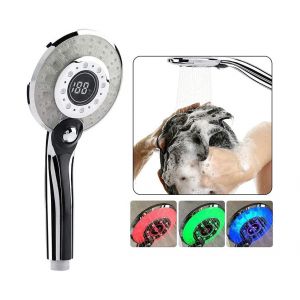 Pommeau de douche LED avec changement de couleur et affichage num&eacute;rique de la temp&eacute;rature - Neuf