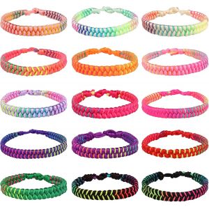 Kalanka-Bracelet Bresilien Tissu Femme - 15 Pièces D'amitié Fil Tressé Ete Pour Cheville Enfant Filles Femmes - Neuf
