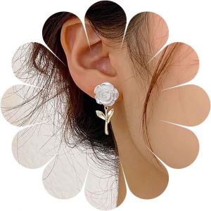 Kal-Boucles D'oreilles Fleur Acrylique Boho Boucles D'oreilles Clou Fleur Blanche Boucles D'oreilles Feuille Fleur Or Boucles D'oreilles Goutte Boucles D'oreilles Fleur Rose Boucles D'oreilles - Neuf