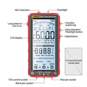 681 Multim&egrave;tre num&eacute;rique rechargeable Testeur de tension sans contact Compteur de tension &Eacute;cran LCD Test de courant - Neuf