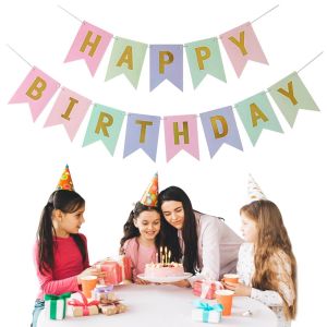Senior-Guirlande D&eacute;corative Happy Birthday, Kit De D&eacute;coration D'anniversaire, Banni&egrave;re &Agrave; Suspendre, Premi&egrave;re F&ecirc;te Pr&eacute;natale, Arri&egrave;re-Plan Photo De Fille, D&eacute;coration D'anniversaire, Id&eacute;e Cade[L634] - Neuf