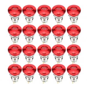 Lot de 20 boutons d'arret d'urgence 1NC 1NO C en acier inoxydable 440 V 10 A IP65 IK08 - Neuf