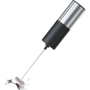 Mousseur à lait électrique portable à piles pour café, latte, cappuccino, chocolat chaud, mini mixeur de boissons durable (argent) - Neuf