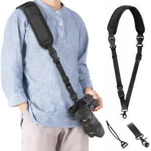 Sangle Appareil Photo,Courroie Appareil Photo Bandoulière Sangle de Nylon Caméra avec Attache de Sécurité et Vis,Réglable Sangle Caméra pour Objectif pour Appareil Photo Reflex Numérique - Neuf