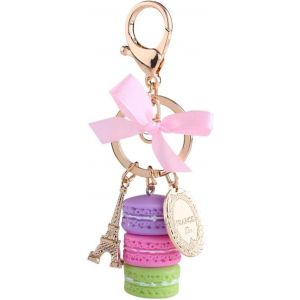 Porte-Clés (Violet), Mini Macaron En Alliage Coloré, Mignon, Tour Eiffel, Porte-Clés, Pendentif De Sac, Petit Pendentif, Breloque De Voiture, Accessoire De Décoration Pour Porte-Monnaie - Neuf