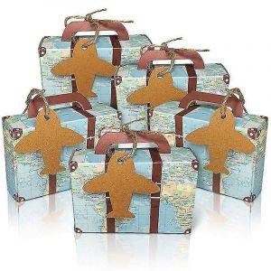 50PCS valise faveur boîtes carte du monde Mini valise boîtes boîtes de bonbons de mariage pour thème de voyage Weddi - Neuf