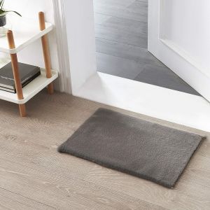 Uuq-Tapis Moelleux En Fausse Fourrure - Fourrure De Lapin, Fourrure Courte, Tapis À Poils Longs Pour Salon Ou Chambre À Coucher - Gris Foncé - 40x60cm - Neuf