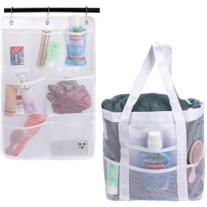 Ensemble De Sacs De Rangement Essentiels Pour Les Voyages En Blanc - Comprend Un Organisateur Suspendu &Agrave; S&eacute;chage Rapide Avec 7 Poches Et Un Grand Sac Fourre-Tout, Id&eacute;al Pour La Maison, Les Voyages - Neuf