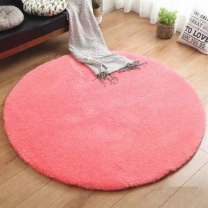 Sjzg-Tapis Shaggy &Agrave; Poils Longues Rond Antistatique Lavable D&eacute;coration Pour Chambre &Agrave; Coucher Salon Diff&eacute;rentes Tailles Et Coloris &Oslash; 80 Cm Rose - Neuf