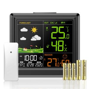 SUBZONAL-Station M&eacute;t&eacute;o Interieur Exterieur Sans Fil, 3 Niveaux Luminosit&eacute;, Thermometre Hygtre Avec Date Heure, R&eacute;veil, Pr&eacute;vision M&eacute;t&eacute;orologique, Avec Ecran LCD Couleur R&eacute;tro-&Eacute;clair&eacute; - Neuf