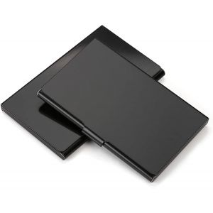 Étuis À Cartes De Visite De 2 Pièces Étui À Cartes En Acier Inoxydable Boîte À Cartes De Visite Noire Pour Femmes Me - Neuf