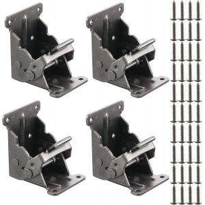 4Pcs Charnières Autobloquantes, Support Pliable Raccords de Jambe, Charnière pour Pieds à Rabat de Meuble Pliant Pour Table, Lit, avec 40pcs de Vis - Neuf