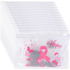50 Pcs Octobre Rose Trousse De Maquillage Voyage Cancer Du Sein Ruban Rose Mini Trousses De Toilette Transparente Pochette Avion 20 X 15,5Cm Imperméable Pour Femme Cosmétiques - Neuf