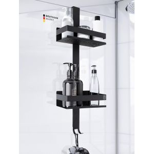 Étagère De Douche À Suspendre Noir | Étagère De Douche Avec 2 Paniers De Douche À Suspendre | Étagère De Douche Peu Encombrante À Suspendre | Panier De Douche | Étagère De Douche En Acier - Neuf