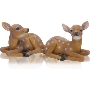 MEVRONISSHOP-Statues de Cerf 2 Pi&egrave;ces, Figurine de Cerf, Jolies Statues d'animaux de Jardin, Statues d'animaux D'ext&eacute;rieur, D&eacute;coration de Sculpture, pour Ornement de Statue de Jardin de Cour - Neuf
