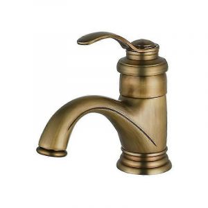 Robinet mitigeur de lavabo, robinet de salle de bain, robinet de lavabo r&eacute;tro antique, robinet de salle de bain en laiton bross&eacute; nostalgique pour salle de bain. - Neuf