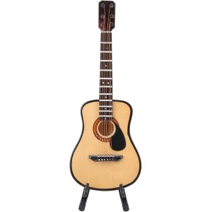 Mini Guitare, Modèle Miniature En Bois Avec Support De Guitare, Mini Modèle D'affichage, Décoration Pour La Maison, Le Bureau, Cadeau D'anniversaire Ou De Noël (16 Cm) - Neuf