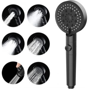 KAL-Pommeau De Douche À Main Haute Pression À 5 Modes Avec Interrupteur De Pause Marche/Arrêt, Pommeau De Douche, Buses Anti-Obstruction, Pulvérisateur De Pommeau De Douche À Main (Noir) - Neuf