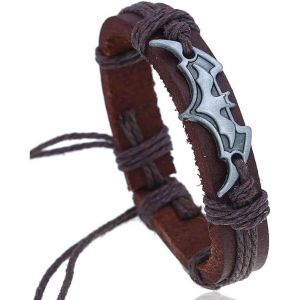 Kal-Bracelet Tressé En Cuir Tressé Avec Croix En Forme De Chauve-Souris - Bracelet Manchette Ethnique Tribal Élastique Pour Homme Et Femme - Neuf