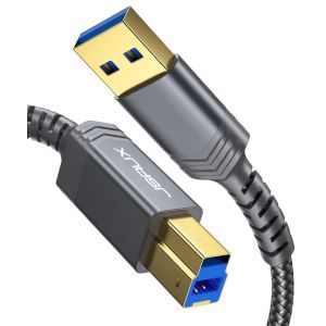 Câble Usb 3.0 B [2 M, 5 Gbps] Câble Usb A Vers Usb 3 Type B En Nylon Tressé Compatible Avec Station D'Accueil, Hub Usb 3.0, Disques Durs Externes, Scanners, Imprimantes, Etc. Gris - Neuf