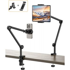 Tablet Stand For Bed, Adjustable 360° Rotatable Phone Holder With Stable Arm, Tablet Stand With 2 Clips For Iphone Samsung Htc Sony Smartphone Series/Ipad/Nintendo Switch/Kindle - Neuf