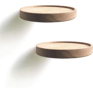 Cmwx-Coracle Etag&egrave;res Murales Ronde Flottantes D&eacute;coration Panneau De Bois Rangement Pour Photos Plantes Bougie Exposition Design Moderne Lot De 2 (Diam&egrave;tre &Oslash;15cm) - Neuf
