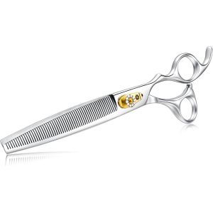 Ciseaux &Agrave; Effiler 8 Pouces Ciseaux Pour Chiens - Ciseaux Pour Chiens Avec Poign&eacute;e Ergonomique,440c Acier Inoxydable Ciseaux Pour Fourrure 30-35% Taux D'amincissement - Neuf