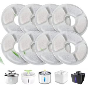 Kalanka-Filtre Fontaine Eau Chat, 8pcs Filtre De Fontaine Triple Action Pour Fontaines De Chat Flower 2-2.5l, Filtre &Agrave; Eau Avec Charbon Actif Et R&eacute;sine &Eacute;changeuse D'ions - Neuf