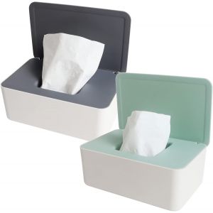 Kalanka-Bo&icirc;te De Mouchoirs Humides,Bo&icirc;tes &Agrave; Lingettes Humides,2pcs Bo&icirc;te De Rangement,Boite Lingette Avec Couvercle,Distributeur De Lingettes Humides,Bo&icirc;tes &Agrave; Mouchoirs Bebe Avec Couvercle Pour Maiso - Neuf