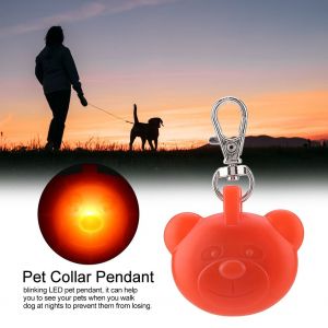Hjlian Collier Pour Animal De Compagnie En Forme D'ourson, Pendentif De Securite, Lumiere Led Clignotante, Decoration Pour Chien (Rouge) - Neuf
