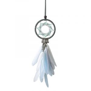 (Gris) Attrape-Rêves Fait Main Attrape-Rêves Gris Plume Décoration Murale À Suspendre Pour Rétroviseur Intérieur De Voiture Pendentif Breloque De Voiture À Suspendre - Neuf