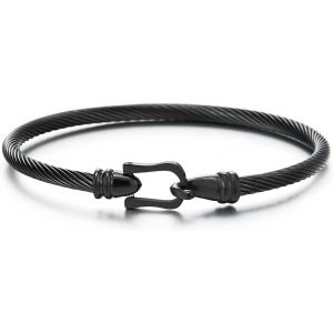 Eryi-Elégant Bracelet Câble Torsadé Acier Inoxydable - Bracelet Avec Crochet Fermoir Pour Femmes - Neuf