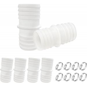 Lot de 4 raccords de tuyau pour tuyau de piscine de 38 mm ou 38 mm-Avec colliers de serrage en acier inoxydable-Double embout en plastique pour raccordement à la pompe et au robinet d'arrêt - Neuf