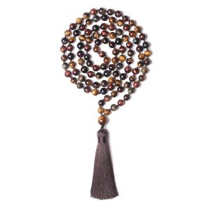 Collier De Perles De 108 Mala,Perles De Prière Tibétaines En Pierre Naturelle De 8 Mm,Collier De Perles De Méditation De Yoga,Fait À La Main - Neuf