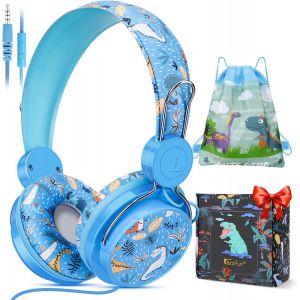 Casque Audio Enfant,Licorne/Dinosaures Casque Filaire pour Enfants avec Micro pour Filles/Gar&ccedil;on de 3 &agrave; 10 Ans,Musique Ecouteurs pour iPad/Tablet l'&eacute;cole-Cadeau Licorne pour Filles (Bleu) - Neuf